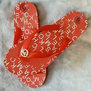 Michael Kors Red Logo Flip Flops